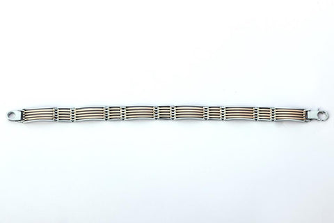 VISHWA Sterling Silver Two-Tone, 6 Line, Light Weight Bracelets for UNISEX